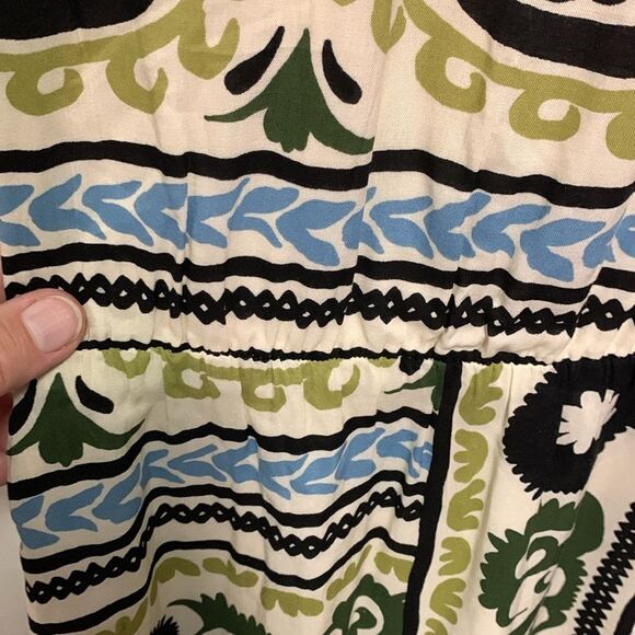 Lost + Wander Oracle Ivory Black Green Orange Wrap Print Mini Dress Size XS - Picture 9 of 13